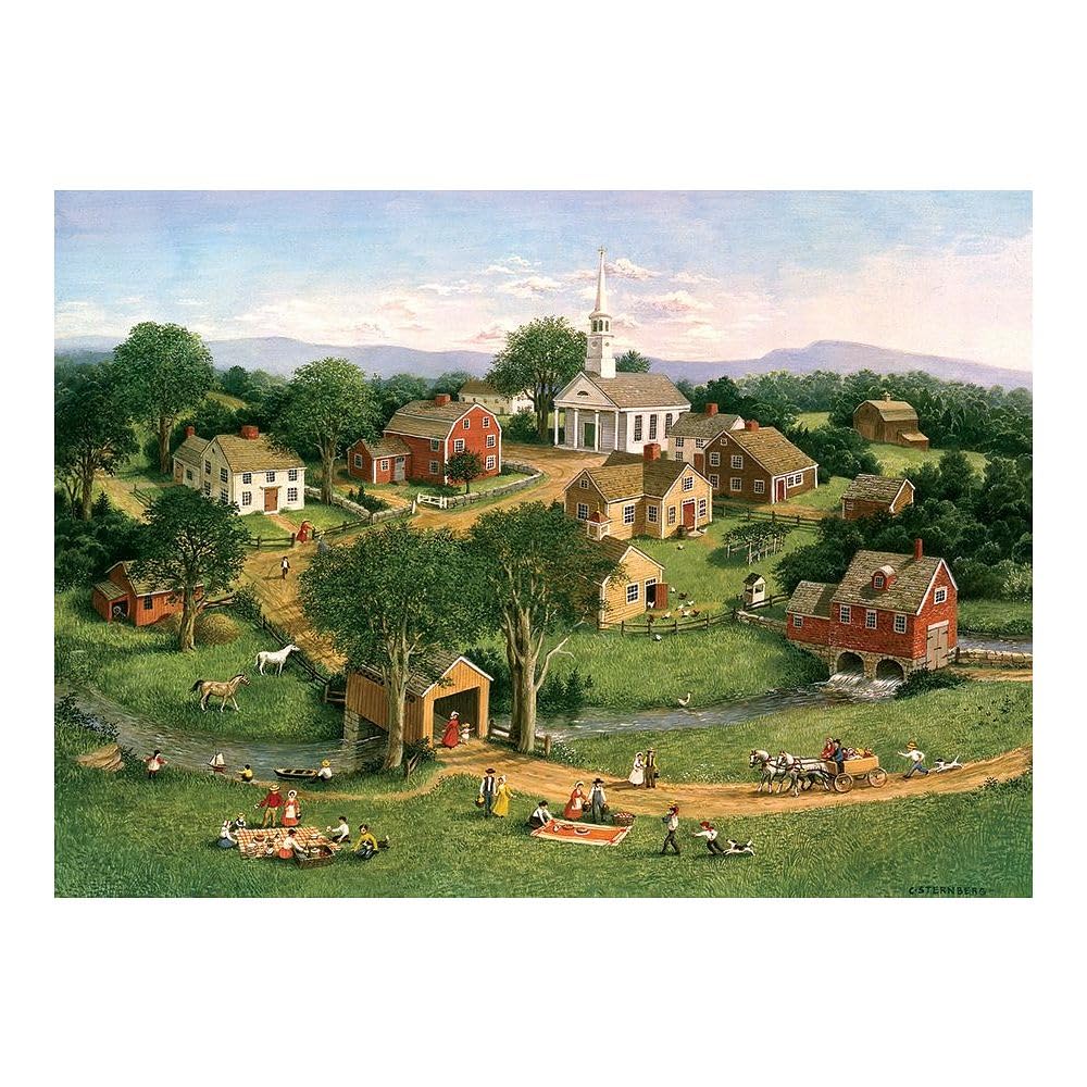Cobble Hill 1000 Piece Puzzle - Picnic by the Bridge - Sample Poster Included