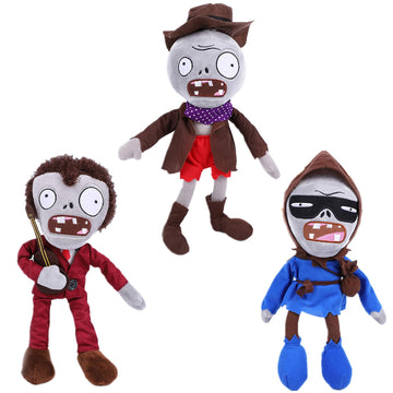 Suyudian 3 PCS PVZ Plush Toys - Plant & Zombies Guitar, Cowboy & Bandit Zombie Figures - Soft Stuffed Dolls - New