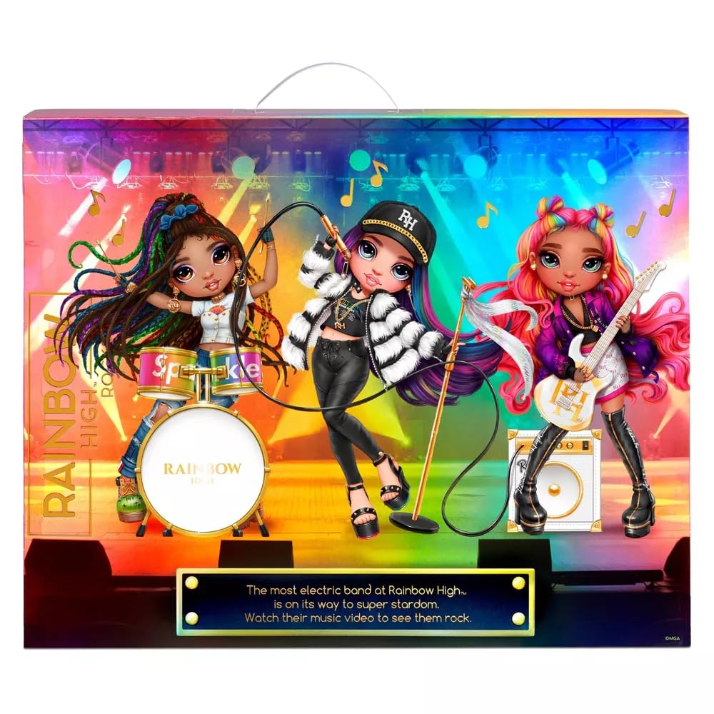 Rainbow High Rockstar Fashion Doll 2 Complete Outfits & Rockband Essentials Choose Carmen Major, Vanessa Tempo, Lyric Lucas (Lyric Lucas)