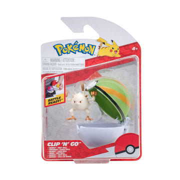 PKW3136 - Clip 'n'Go Poké Balls - Menki & Nest Ball, Official Pokéball with 5 cm Figure