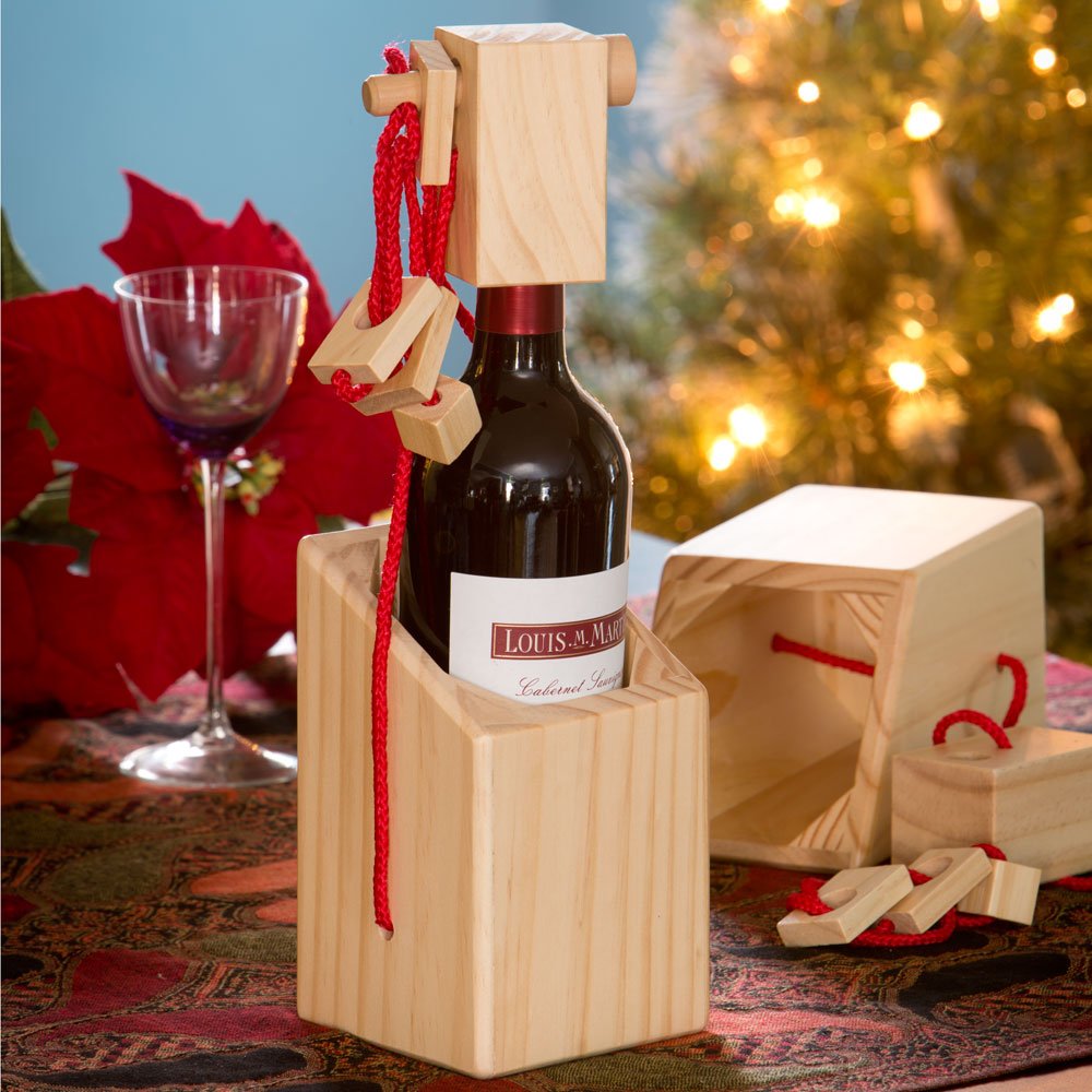 Bits and Pieces Bewildering Wine Bottle Brainteaser 3D Puzzle Box for Wine Gift Giving, Puzzle Gift Box for Bottles of Wines