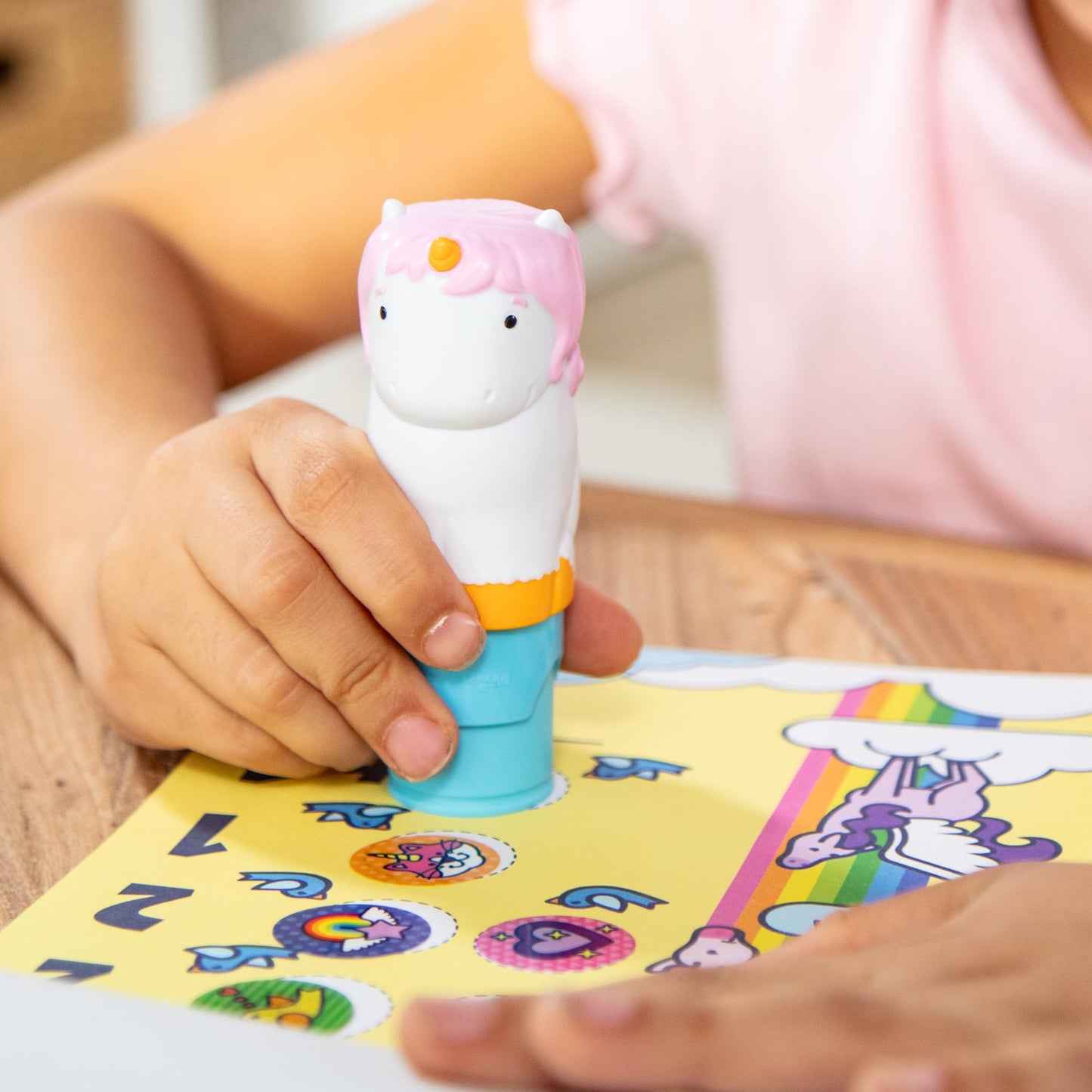 Melissa & Doug Sticker Wow!™ 24-Page Activity Pad and Sticker Stamper, 300 Stickers, Arts and Crafts Fidget Toy Collectible Character - Unicorn