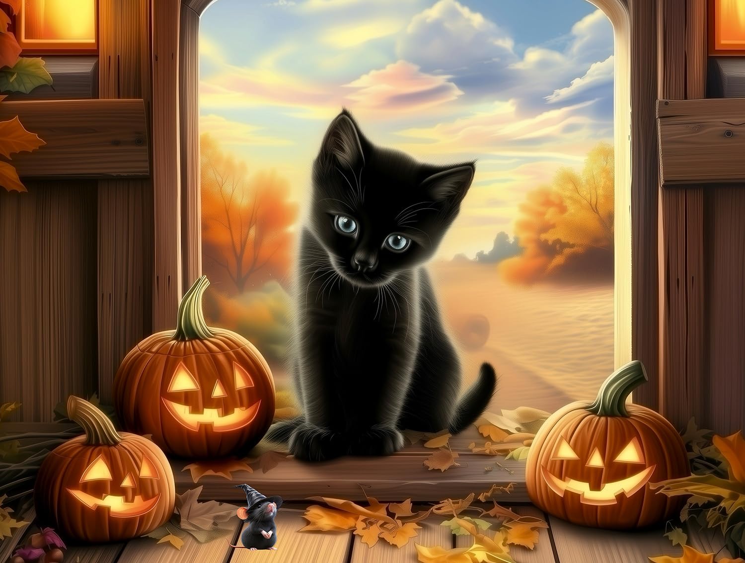 SUNSOUT INC - Halloween Pals - 500 piece Jigsaw Puzzle for Adults by Artist: John Stewart - Finished Size 18" x 24" - MPN# 77204