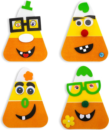 4E's Novelty Halloween Crafts for Kids (4 Pack) Goofy Candy Corn Magnet Foam Craft Kit - Fall Arts and Crafts Activities