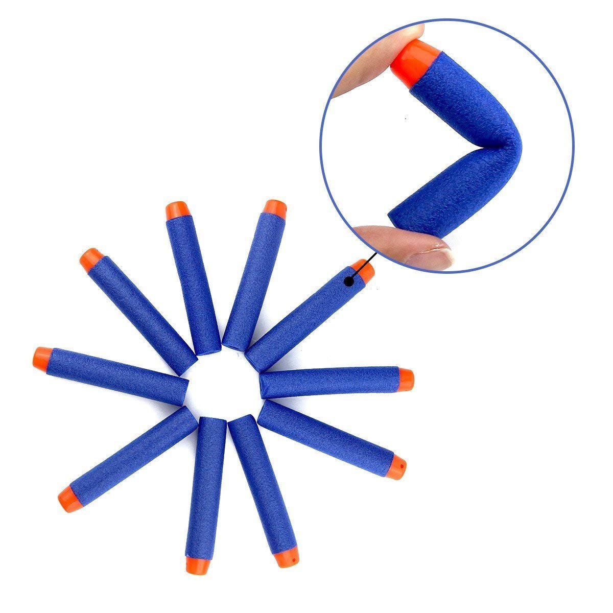 QUN FENG 100PCS Premium Foam Darts - Compatible with Nerf N-Strike/Modulus/Elite Series Blasters - Safe Soft-Tip Bullets for Battle Games (Blue)