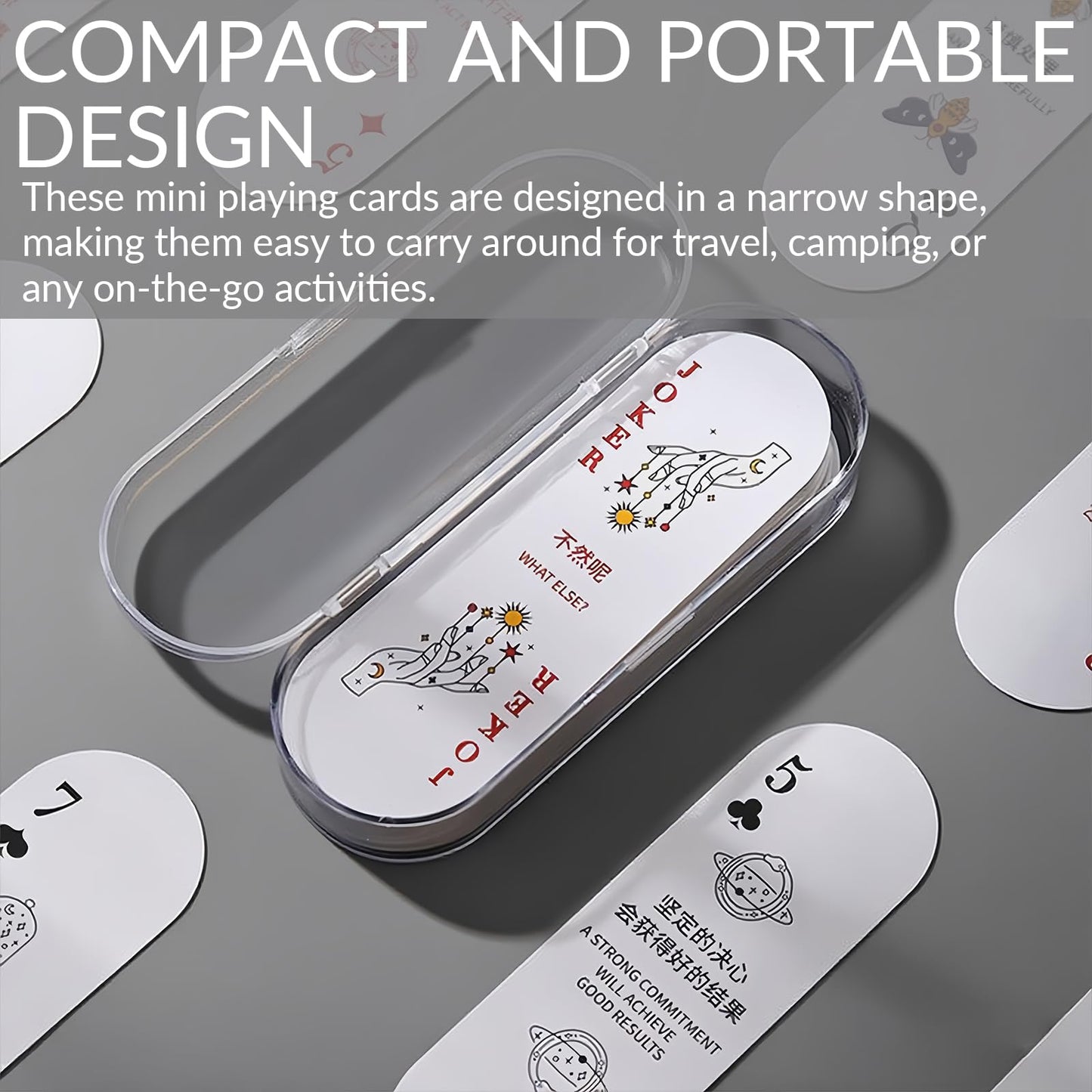 Roioiow Fun Mini Playing Cards - Narrow Deck of Cards Poker Game, for Travel,Camping and Party with Positive Messages
