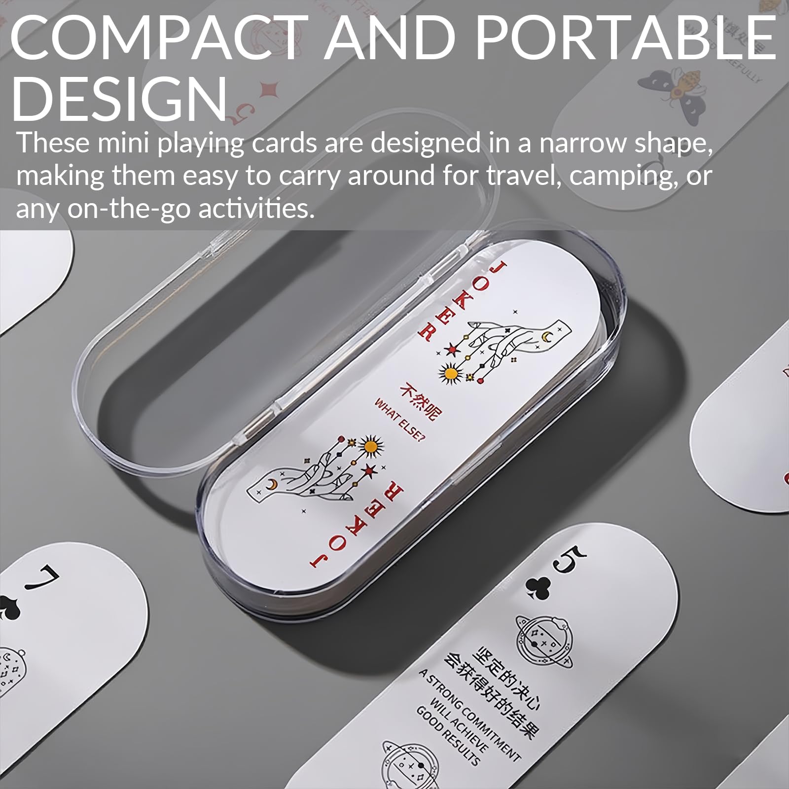 Roioiow Fun Mini Playing Cards - Narrow Deck of Cards Poker Game, for Travel,Camping and Party with Positive Messages
