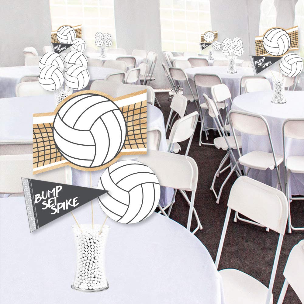 Big Dot of Happiness Bump, Set, Spike - Volleyball - Baby Shower or Birthday Party Centerpiece Sticks - Showstopper Table Toppers - 35 Pieces