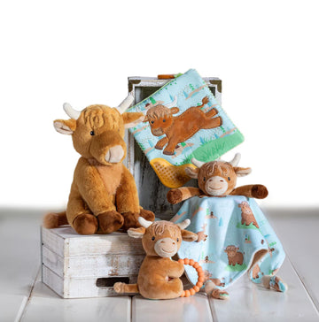 Mary Meyer Lovey Stuffed Animal Security Blanket Plush Soft Snuggle Toy, 13 x 13-Inches, Hetty Highland Cow