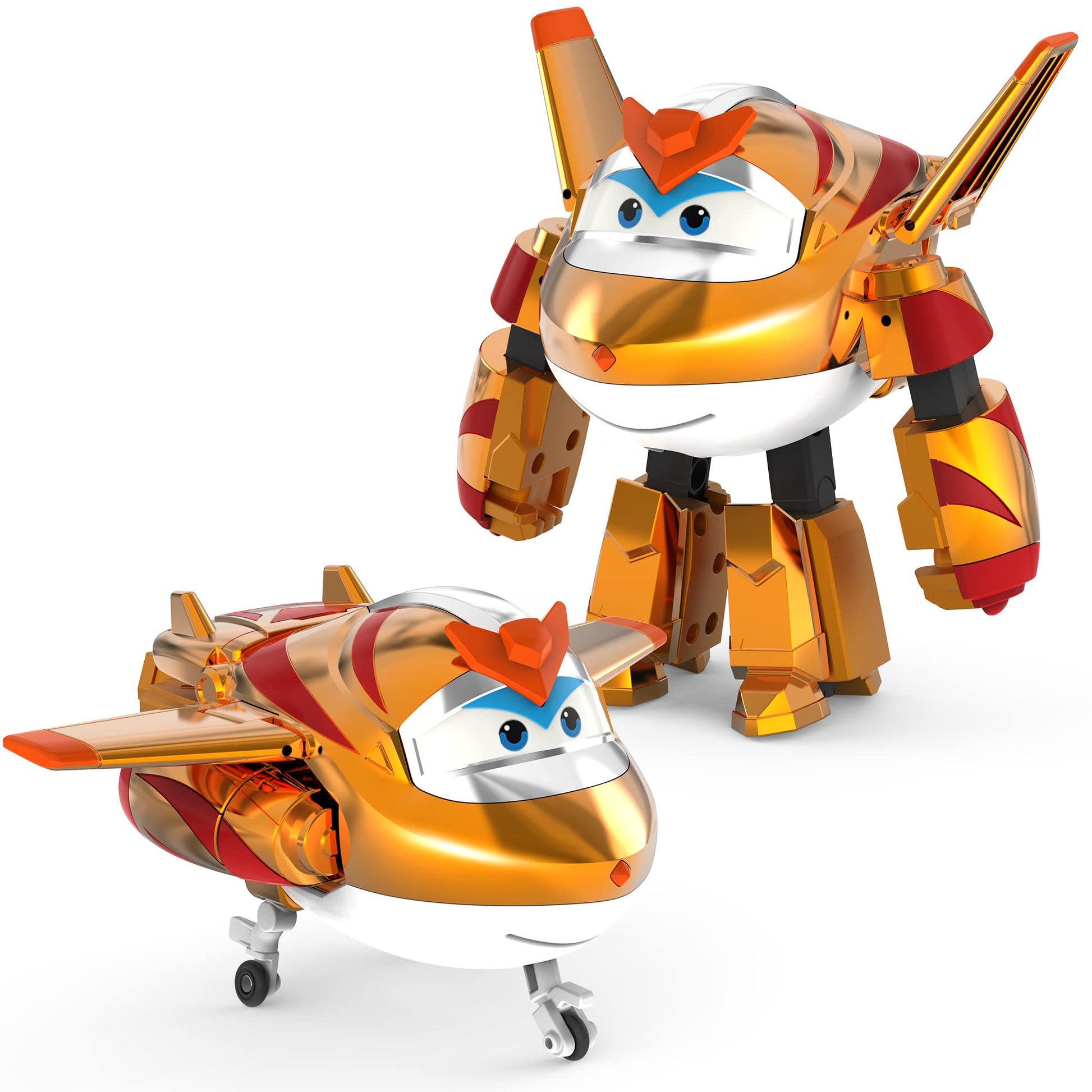 Super Wings 5" Transforming Golden Boy, Airplane Toys Vehicle Action Figure, Transforming Plane to Robot, Birthday Gifts for 3 4 5 Year Old Boys Girls