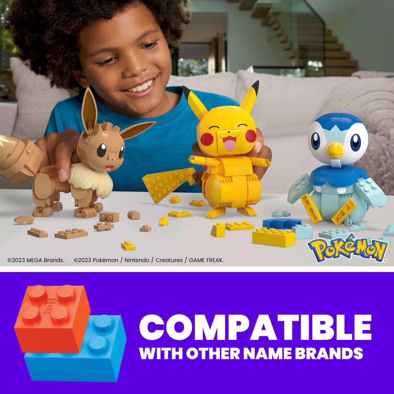 MEGA Pokémon Building Toy Kit, Build & Show with 3 Action Figures (583 Pieces) for Kids