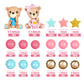 Bear Cake Toppers Pink Blue Bear Figurine Cake Decorations Pearl Balls for Gender Reveal Birthday Bear Theme Supplies (01)