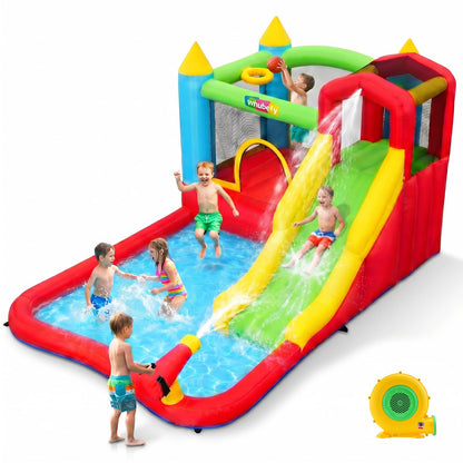 Infaltable Water Slides for Kids Backyard with Splash Pool & Sprinklers, Bounce House Combo, Climbing Wall, Kids Inflatable Water Park for Ages 3-12