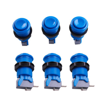 Easyget 6 Piece HAPP Type Standard Arcade Push Button with Microswitch for Mame/Jamma/Arcade Video Games - 30MM Arcade Buttons (Blue)