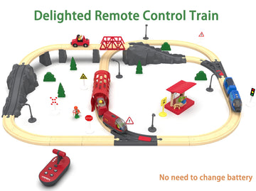Remote Control Train Set with Light & Sound Tunnel - Battery Operated Bullet Train for Wooden Track, Compatible with Thomas & Brio, Gift for Kids 3-5