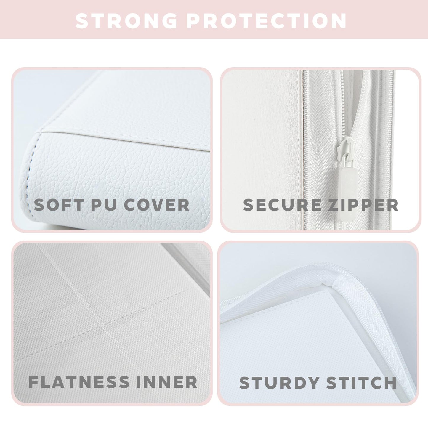 White Card Binder 4 Pocket, Trading Card Binder with Zipper, Holds 160 Card