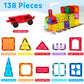 Ryoichi 138PCS Magnetic Tiles Set with 2 Cars, STEM Educational Construction Building Blocks & Montessori Learning Toys for Kids Ages 3-9+ Years
