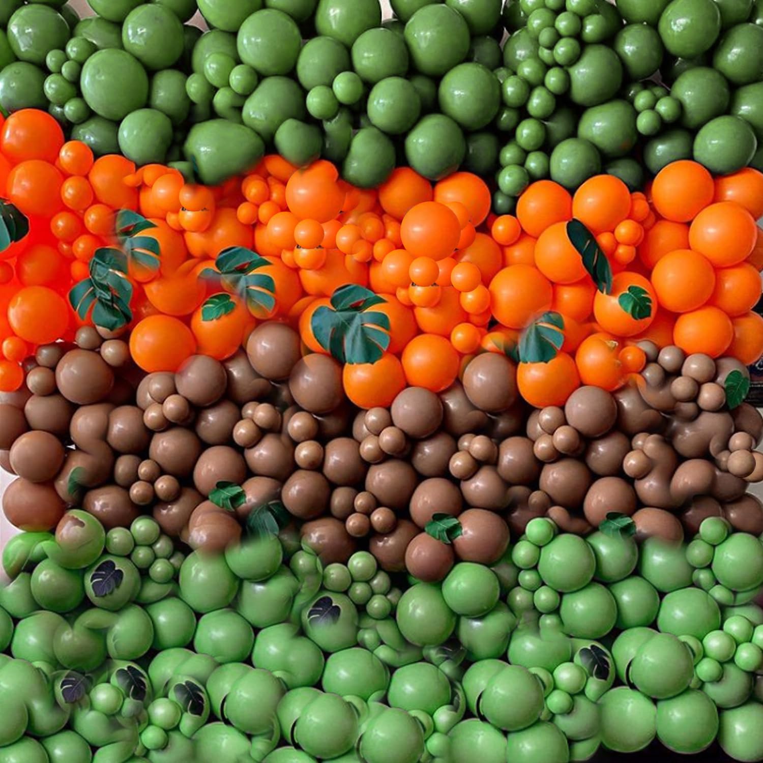 164 PCS Dinosaur Balloons Garland Green Orange Brown Balloons Arch Kit for Kids Dinosaur Themed Party Decorations Jungle Safari Birthday Party