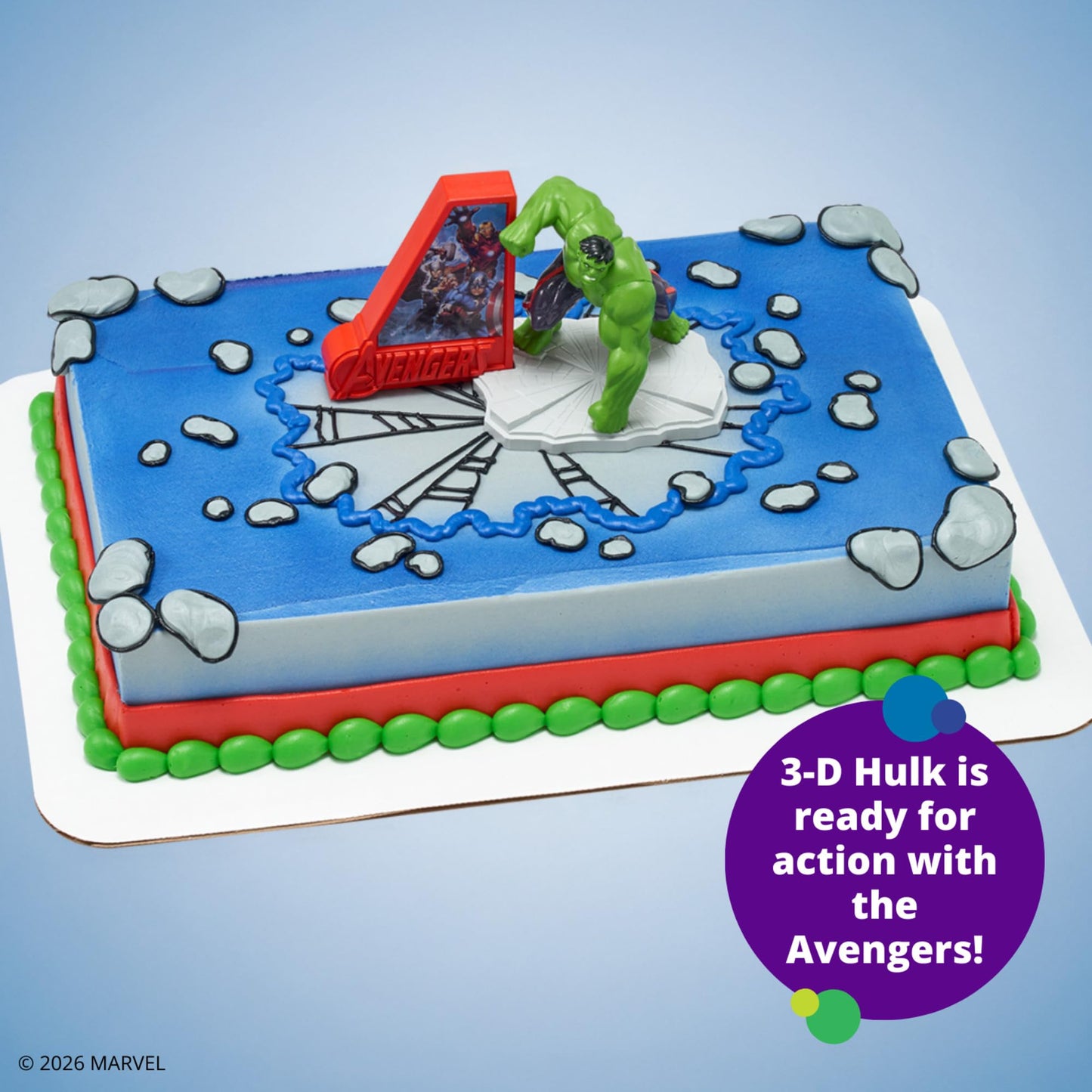 Marvel Avengers Smash! Light Up Cake Topper | Ready To Use Decoration Featuring Marvel's Hulk, Iron Man, Captain America, And Thor - Batteries