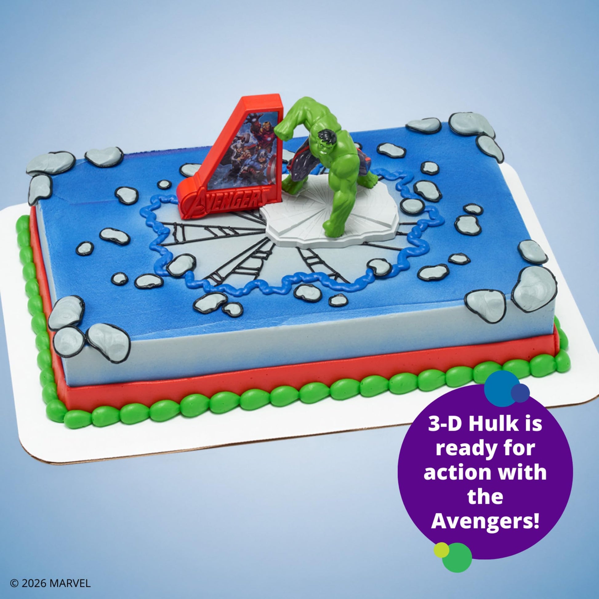 Marvel Avengers Smash! Light Up Cake Topper | Ready To Use Decoration Featuring Marvel's Hulk, Iron Man, Captain America, And Thor - Batteries