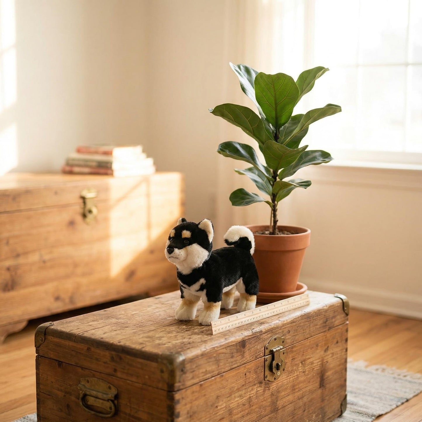 ZHONGXIN MADE Realistic Black Shiba Inu Dog Plush Toy - Simulation Black 11" Standing Shiba Inu Pet Dog Stuffed Animal Puppy Toy, Gift Toys for Kids
