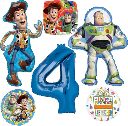 Anagram Woody and Buzz Lightyear's 4th Birthday Party Supplies Balloon Bouquet Decorations