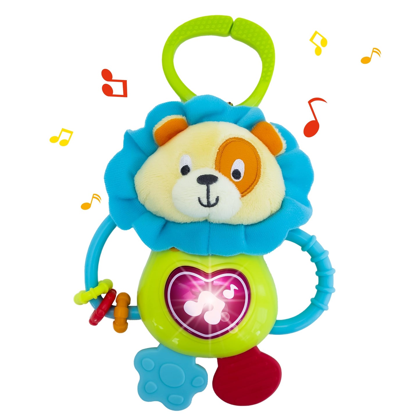 KiddoLab Musical Caesar Teething Toy for 3 Months and Up - Baby Teether, Rattle & Musical Toy with Lights & Fun Sound Effects - Baby Hanging Toy