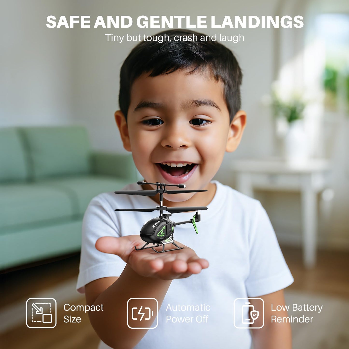 SYMA S100 Mini RC Helicopter for Kids, Indoor Flying, Altitude Hold, Black