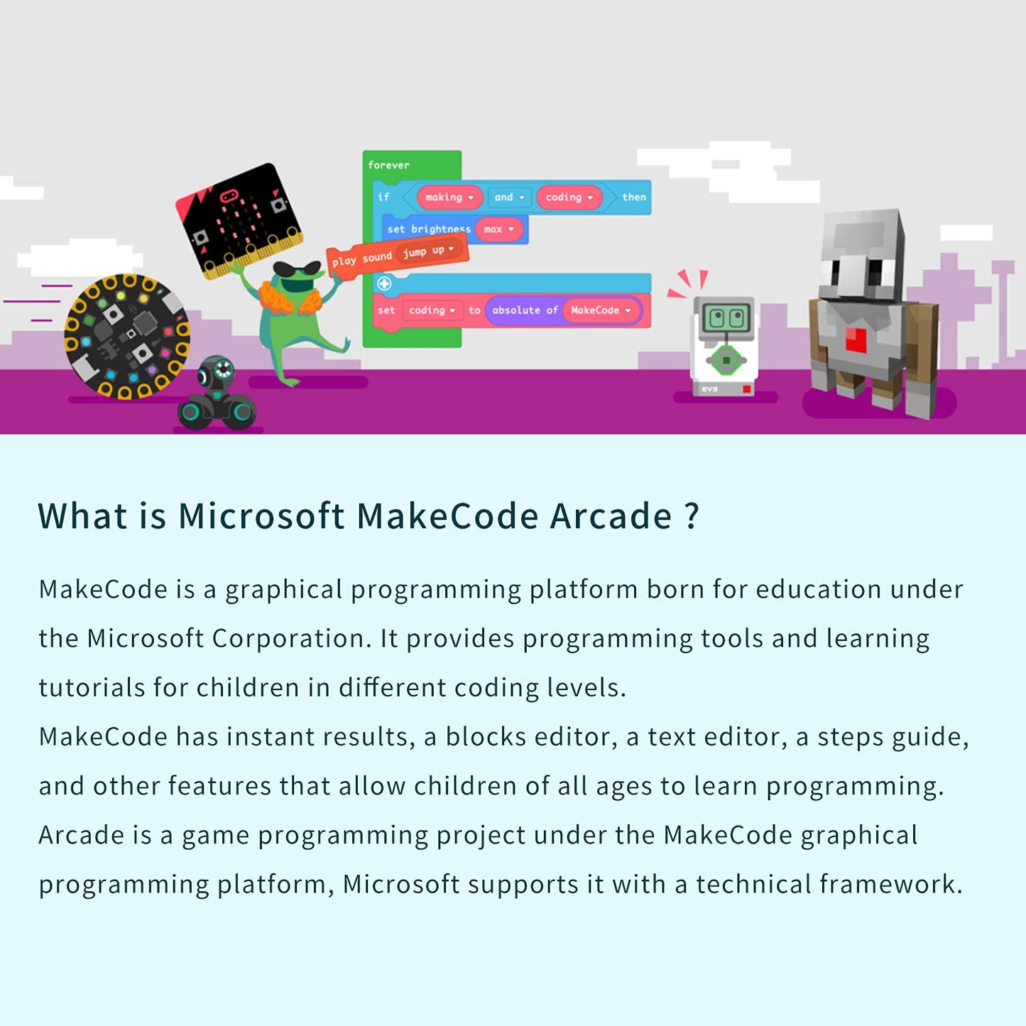 ELECFREAKS Retro Coding Arcade for Microsoft Makecode DIY Programmable Handheld Game Console Suitable for STEM Education, Game Programming Learning