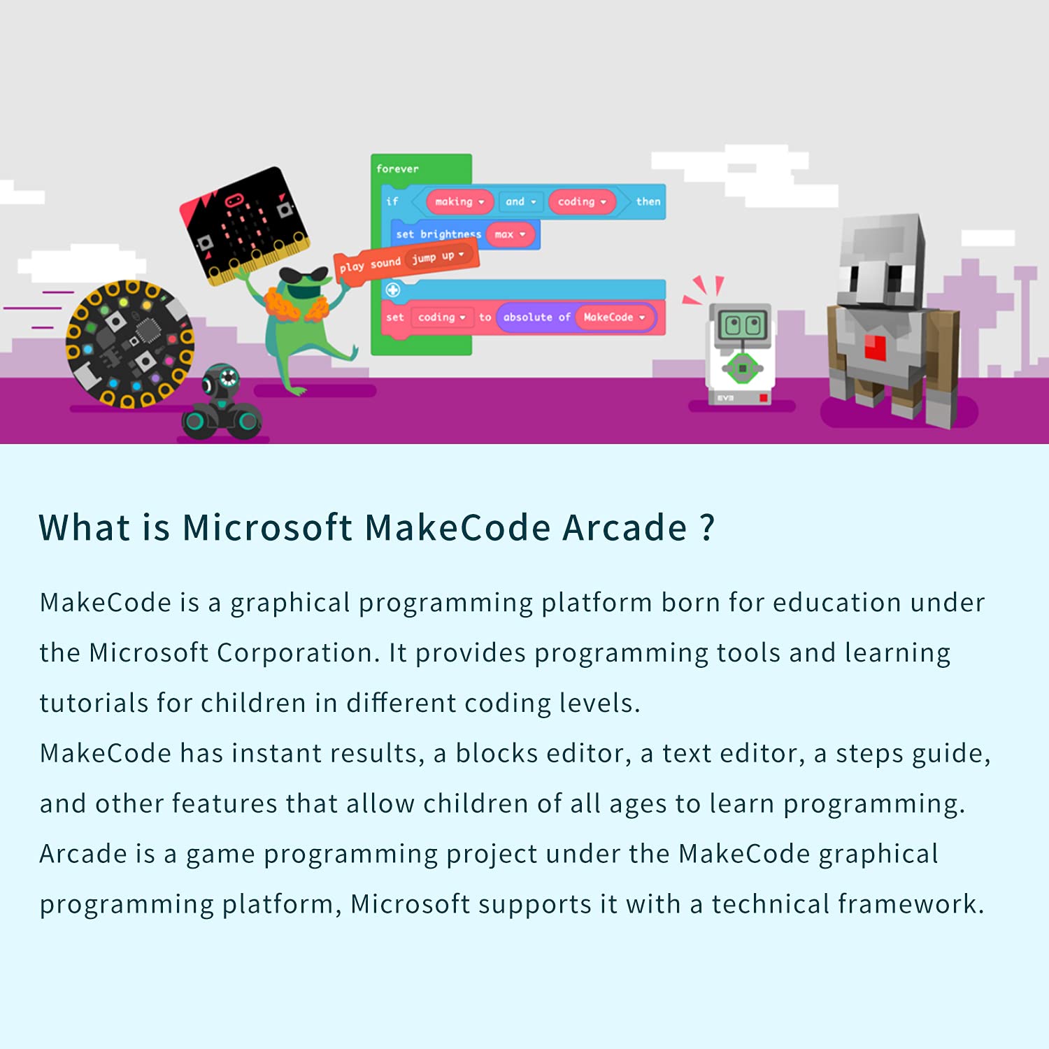 ELECFREAKS Retro Coding Arcade for Microsoft Makecode DIY Programmable Handheld Game Console Suitable for STEM Education, Game Programming Learning