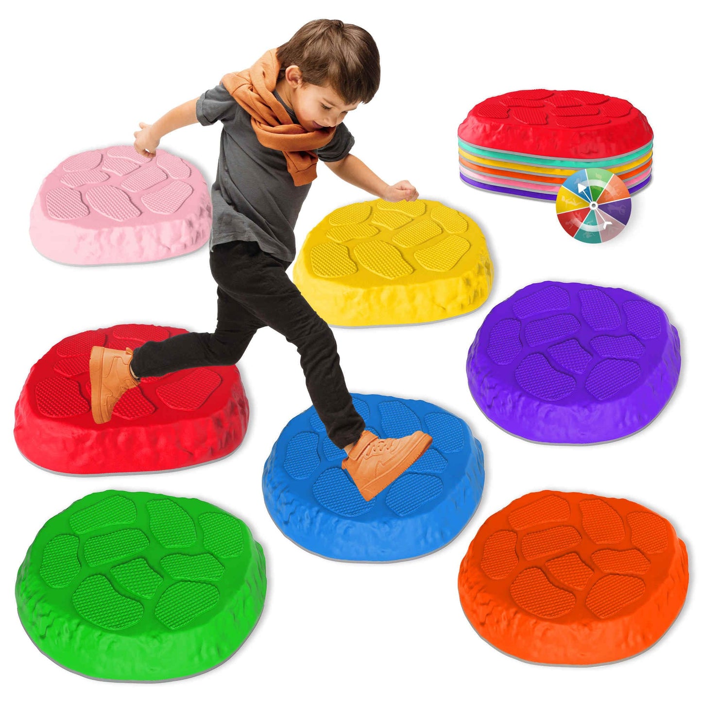 SmartYeen Stepping Stones for kids,8/12 PCS Durable Non-Slip Balance Stones Indoor Outdoor toys for toddlers develope Kids Balance and Coordination