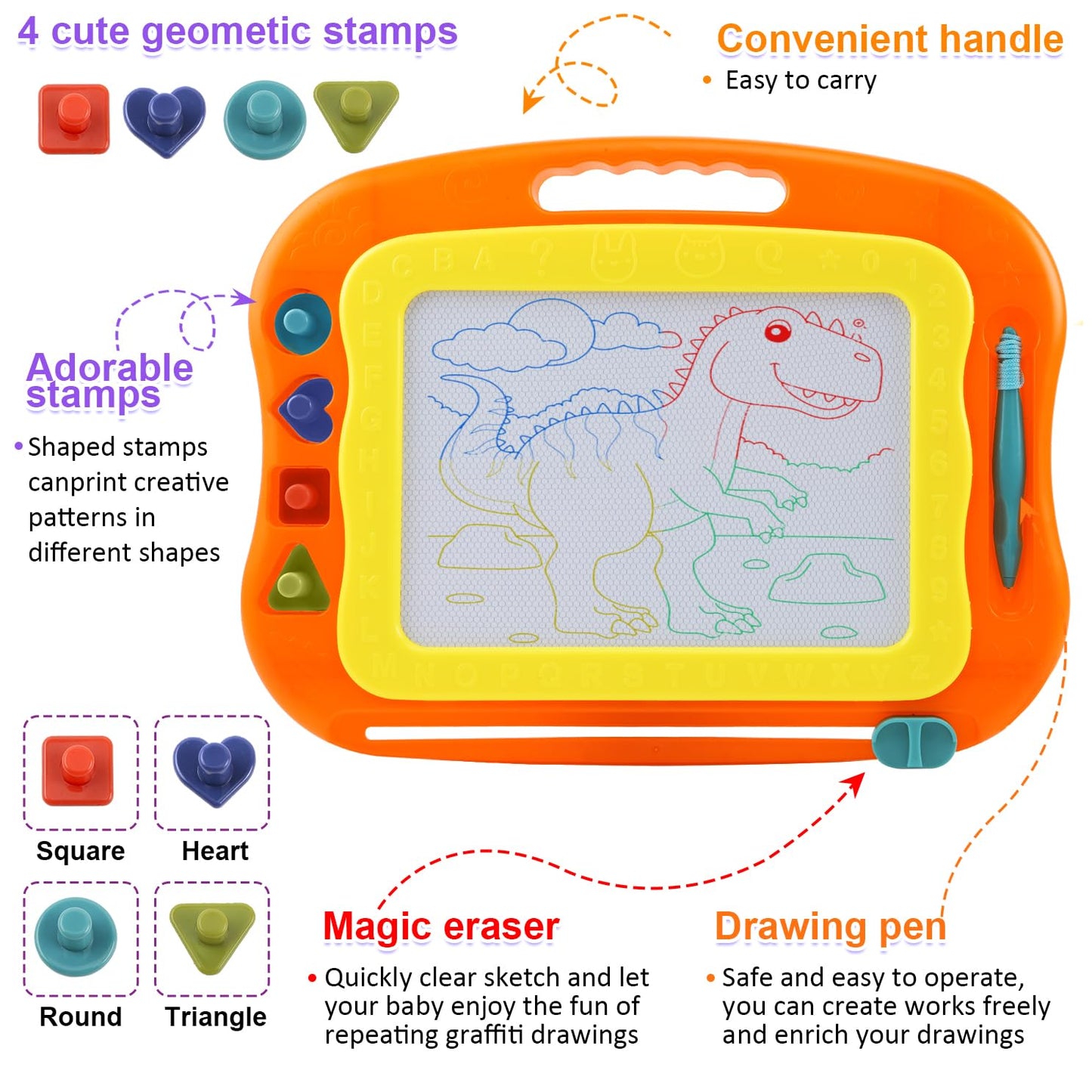 BABLOCVID Magnetic Drawing Board Toddler Toys for Girls Boys, 15 Inch Erasable Doodle Board for Kids Colorful Etch Education Sketch Doodle Pad Toddler