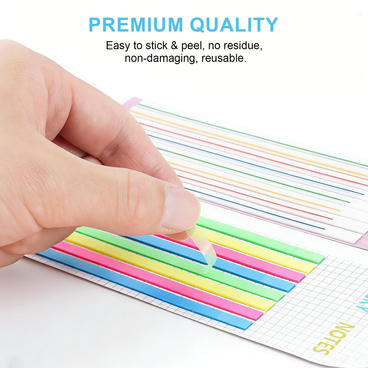 Geyynow 1600 PCS Mahjong Highlighter Strips, Mahjong Line Finder Highlighter Taps Accessories, Transparent Sticky Card Markers Reusable & No Adhesive
