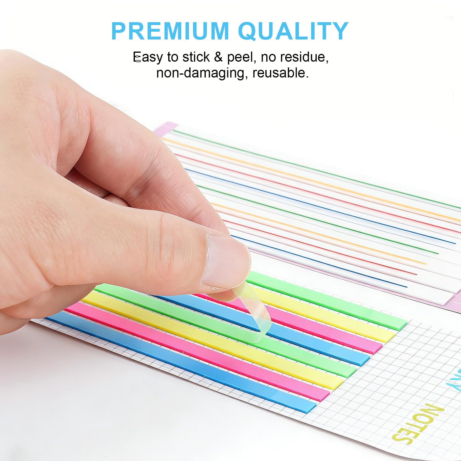 Geyynow 1600 PCS Mahjong Highlighter Strips, Mahjong Line Finder Highlighter Taps Accessories, Transparent Sticky Card Markers Reusable & No Adhesive