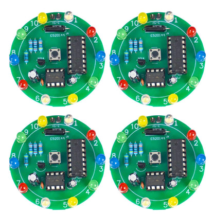 4Pcs Soldering Practice Kit, DIY NE555 CD4017 Lucky Electronic Rotary Wheel Project with Colorful LED Lights, Practical STEM Circuit Board Training
