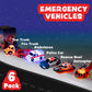 Tub Works® Emergency™ Cars Light Up Bath Toys, 6 Pack | Water-Activated Light Up Toys Flash & Change Color | Soft, Squeezable Baby & Toddler Bath Toys