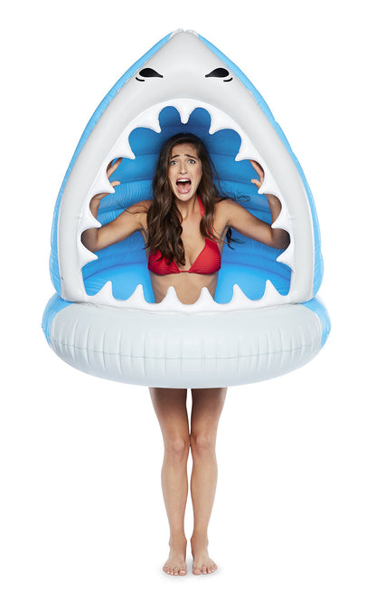 Giant Shark Inflatable Pool Float, Large Novelty Lounge Raft, Blow Up Float for Pool Parties, Outdoor Summer Water Toy for Adults