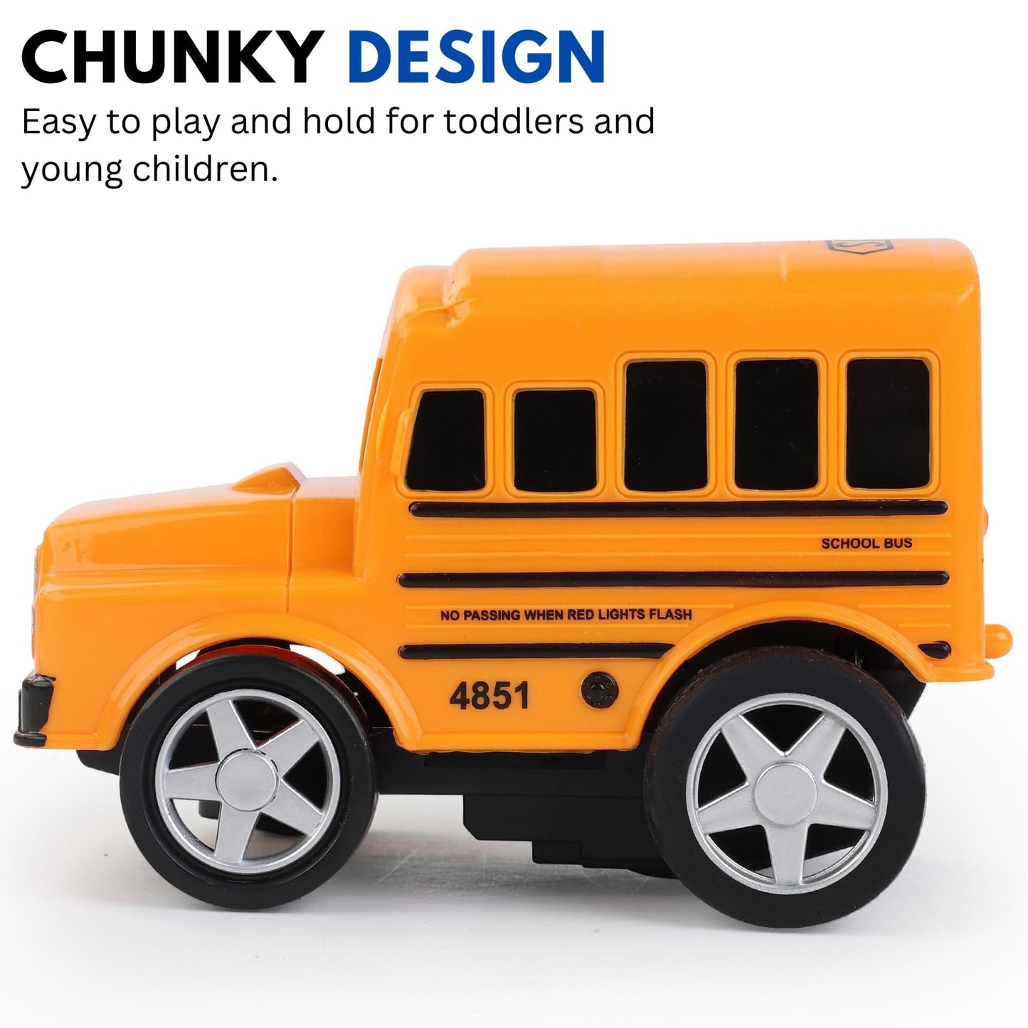 12 Pack in Box Chubby School Bus Model Toys - 4 inches Classic Long Nose Friction Powered 360 Rotation Vehicles - Ideal Gift, Party Favors for Kids (1