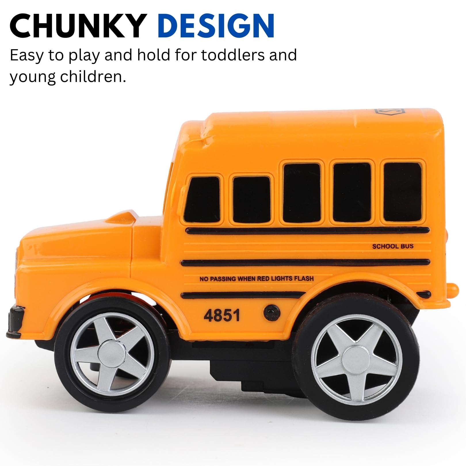 12 Pack in Box Chubby School Bus Model Toys - 4 inches Classic Long Nose Friction Powered 360 Rotation Vehicles - Ideal Gift, Party Favors for Kids (1