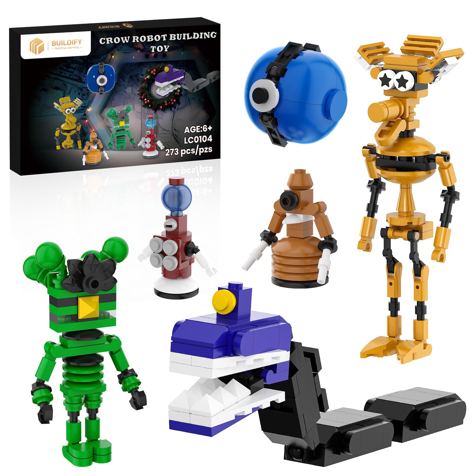 BUILDIFY 6 in 1 MST3KK Robot Building Set for Fans, Tom Servo, Crow Robot Model Set of 6, Cartoon Collectible Bricks Toys, Halloween Christmas