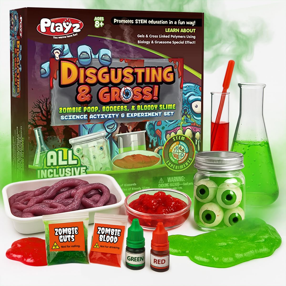 Playz Disgusting n' Gross Zombie Poop - DIY Stem Learning & Educational Science Kit for Kids Age 8 9 10 11 12 13+ Years Old with 34+ Experiment Tools