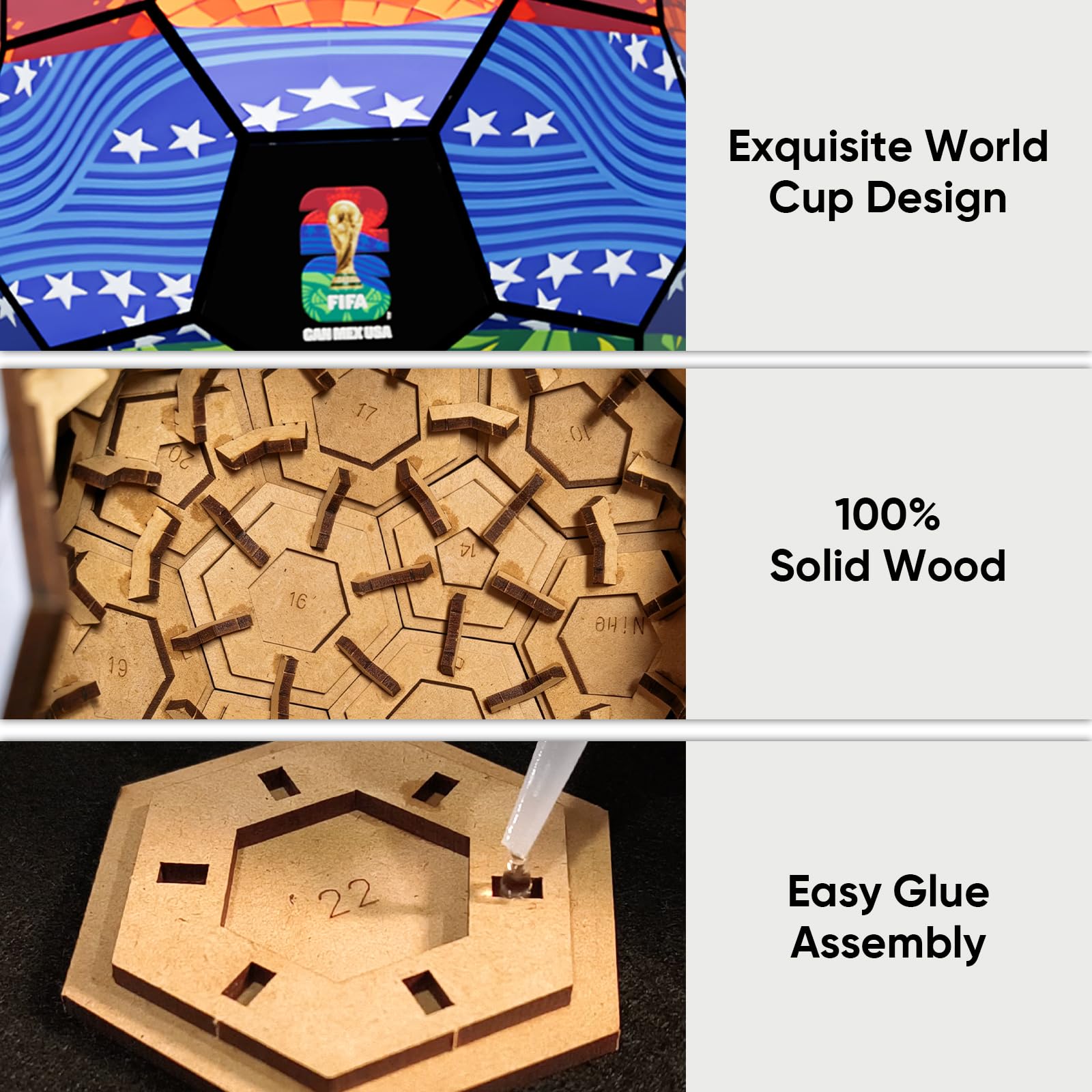 Official FIFA World Cup 2026 Trophy Building Set - 3D Wooden Trophy Puzzle, 165-Piece DIY Building Model Craft Kit, Collectible Sports Decor & Gift