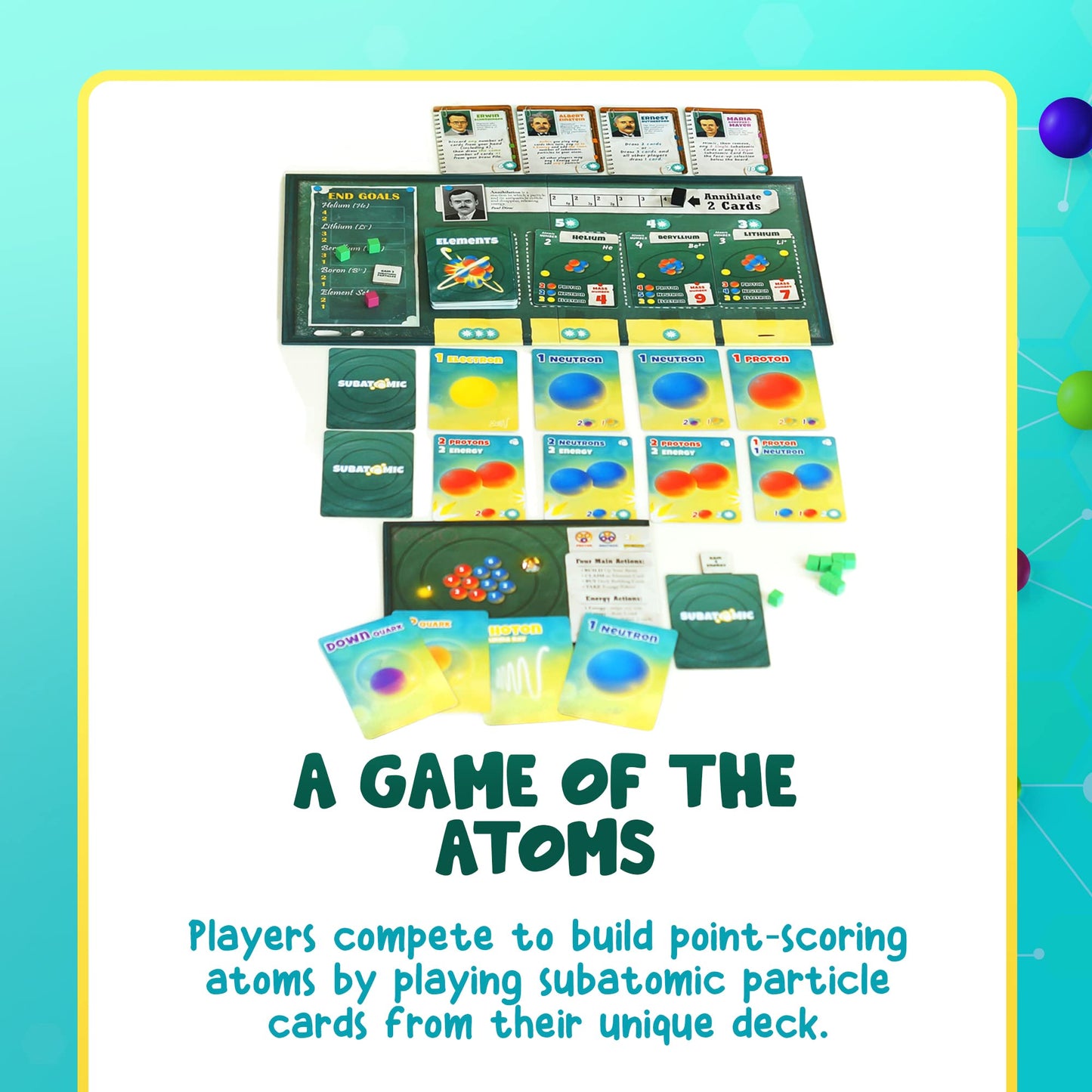 Subatomic: an Atom Building Game (2nd Edition) | A Chemistry Game About Elements, Protons, Neutrons, and Electrons | Educational Science Board Games