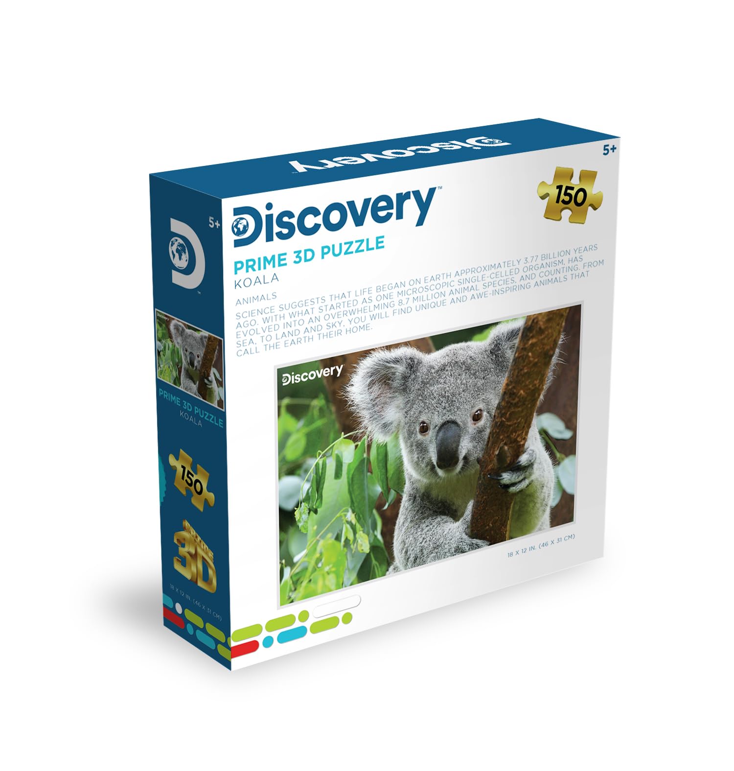 Prime 3D | Discovery | Koala | 150 Piece 3D Jigsaw Puzzle for Kids | Finished Size 18" x 12" | Challenging & Fun for Kids & Families | Immersive 3D