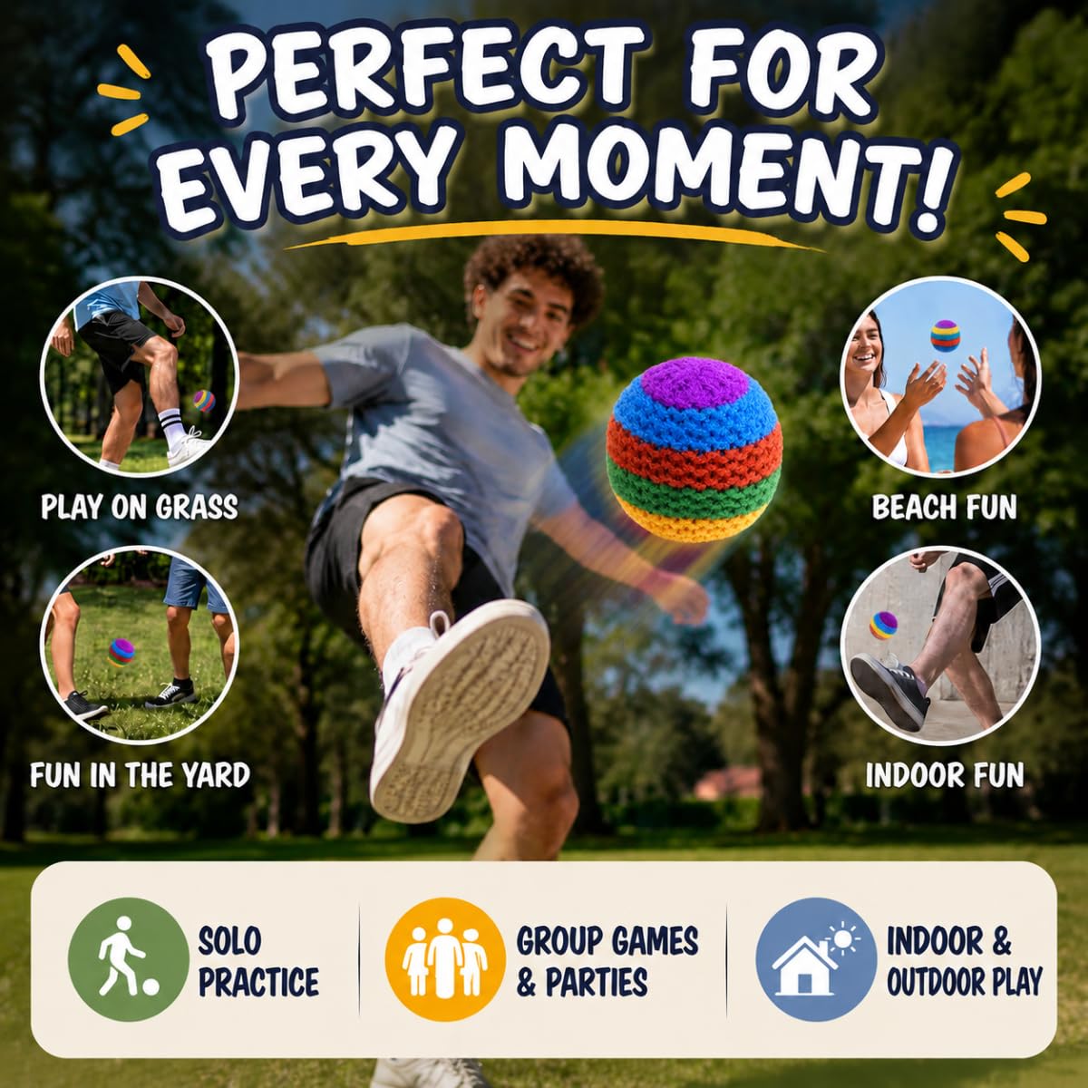ENERKIDI Footbag Set Handmade Kick Balls Footbag Juggling Balls for Adult