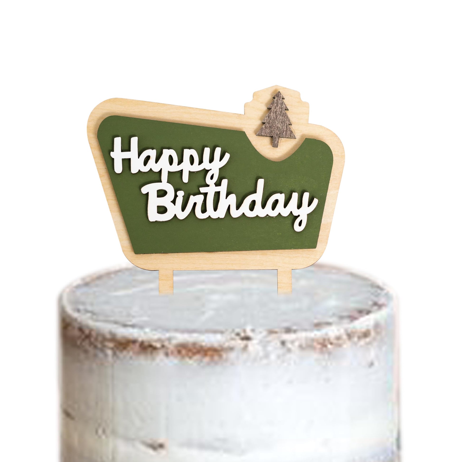 MUWEOL Happy Camper Wooden Cake Topper