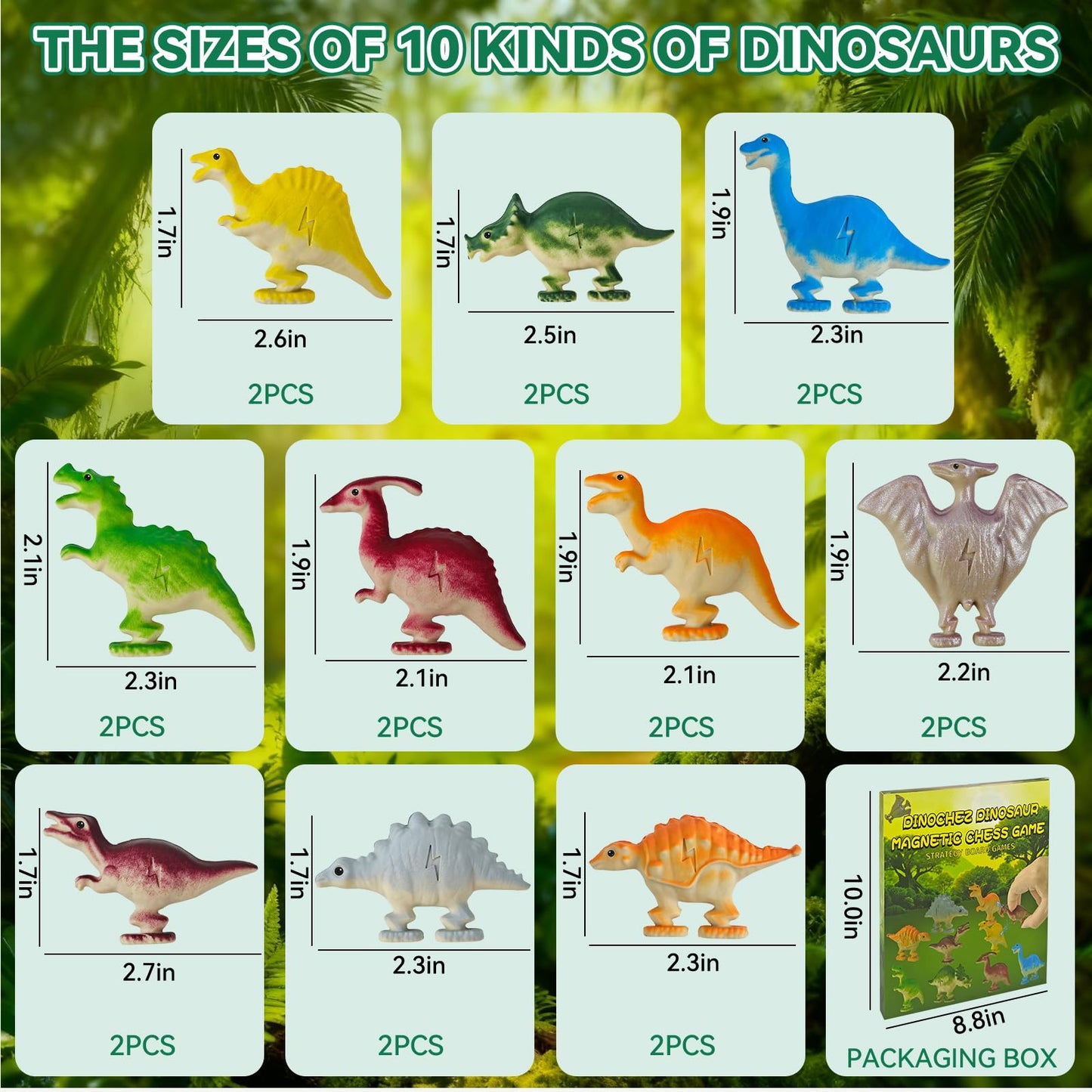 Dinochez Dinosaur Chess Game, 20Pcs Easter Dinosaur Toys with Dinosaur Map, String & Storage Bag, Strategy Board Games for Family Games Night, Easter