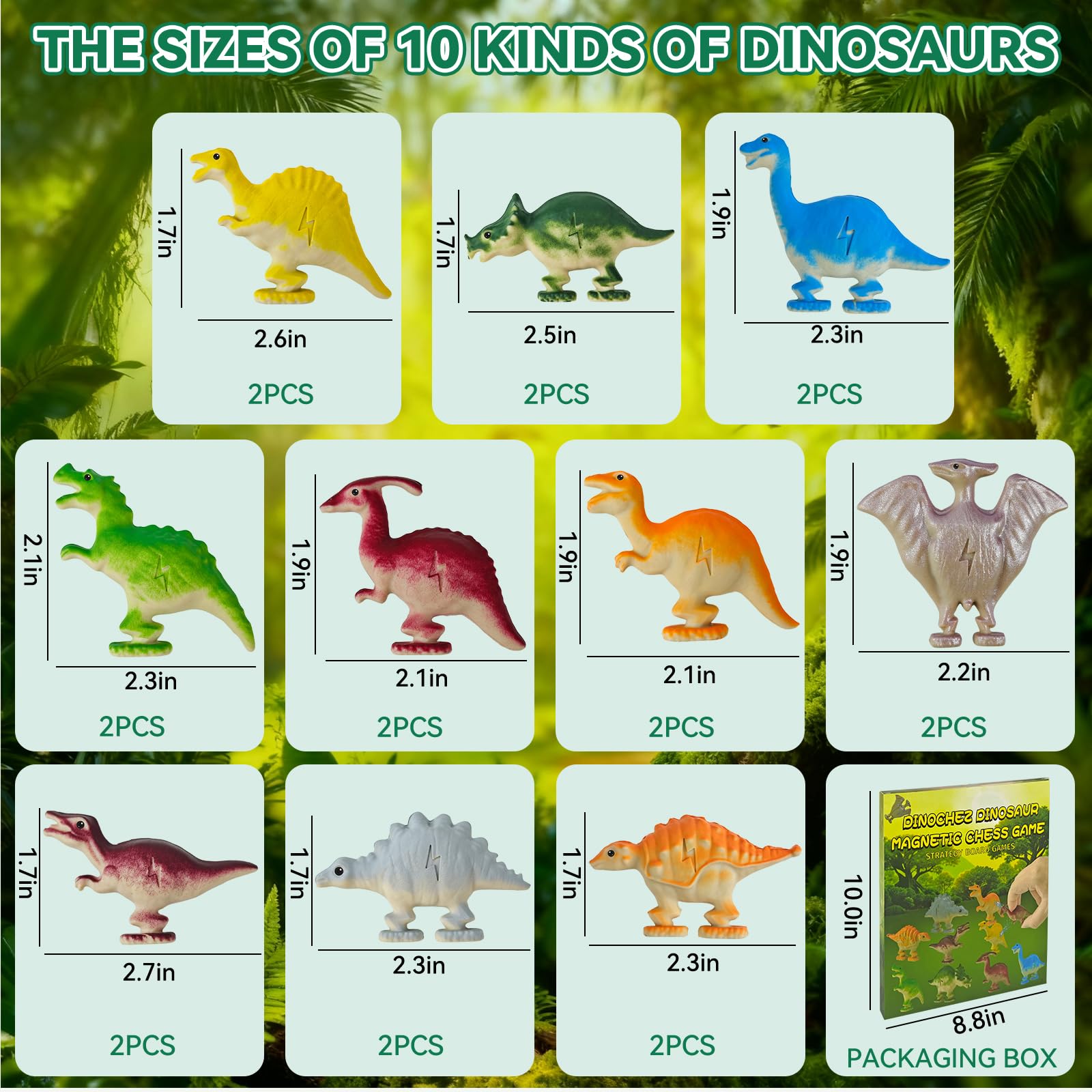 Dinochez Dinosaur Chess Game, 20Pcs Easter Dinosaur Toys with Dinosaur Map, String & Storage Bag, Strategy Board Games for Family Games Night, Easter