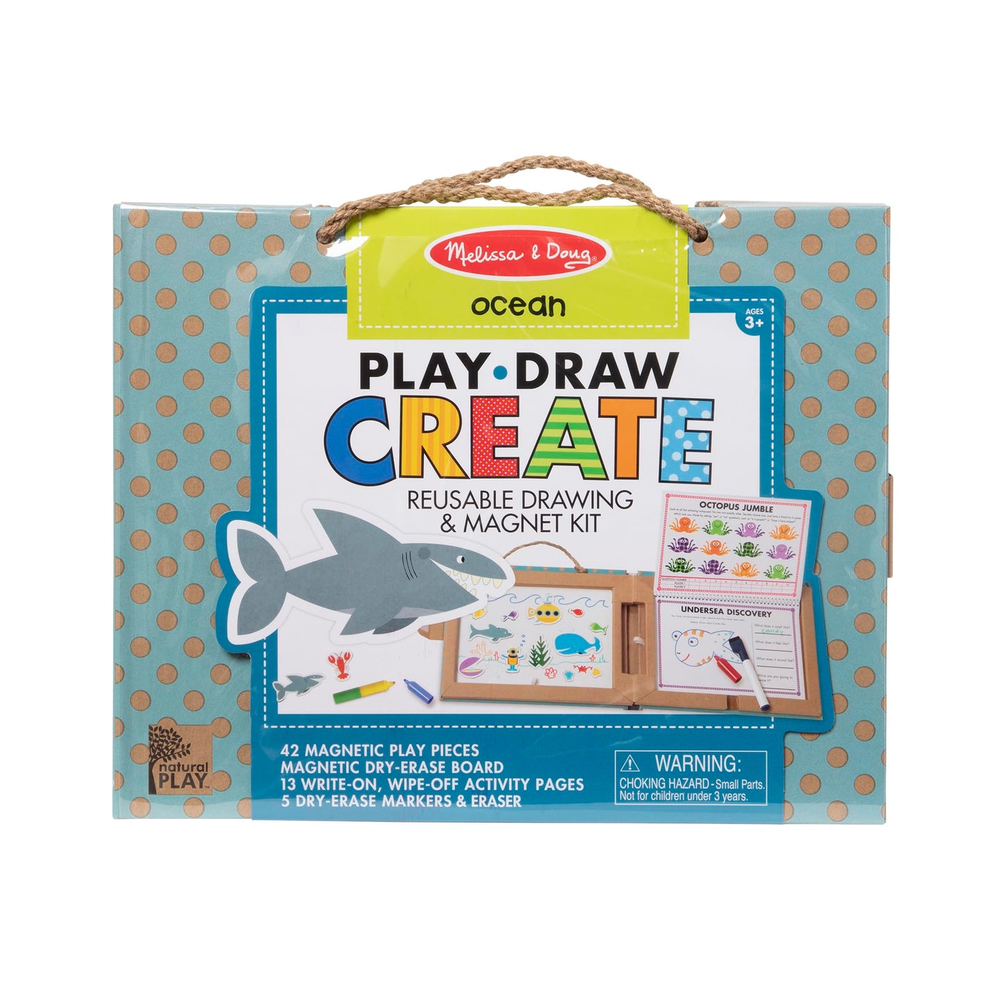 Melissa & Doug Natural Play: Play, Draw, Create Reusable Drawing & Magnet Kit - Ocean (42 Magnets, 5 Dry-Erase Markers) - FSC Certified