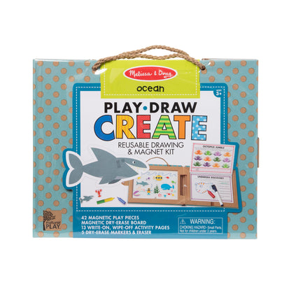 Melissa & Doug Natural Play: Play, Draw, Create Reusable Drawing & Magnet Kit - Ocean (42 Magnets, 5 Dry-Erase Markers) - FSC Certified